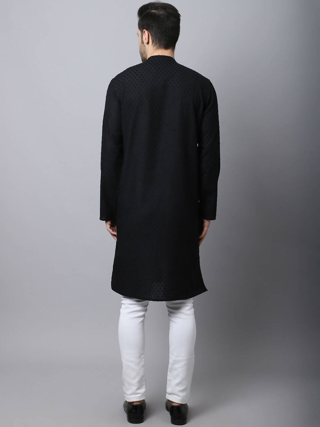 Even Apparels Black Pure Cotton Men's Kurta With Side Placket (MMS446) | Grocsy