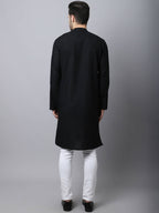 Even Apparels Black Pure Cotton Men's Kurta With Side Placket (MMS446) | Grocsy