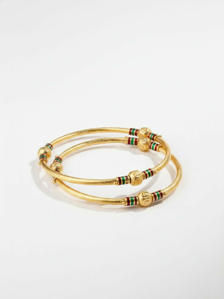 NVR Women Set of 2 Gold Plated Meenakari Kada Bangle | Grocsy