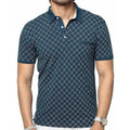 Men's Cotton Printed Green Polo Tshirt Half Sleeve | Grocsy