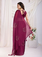 Maroon Rangoli Silk Diamond Work Ready To Wear Saree - Tamana | Grocsy