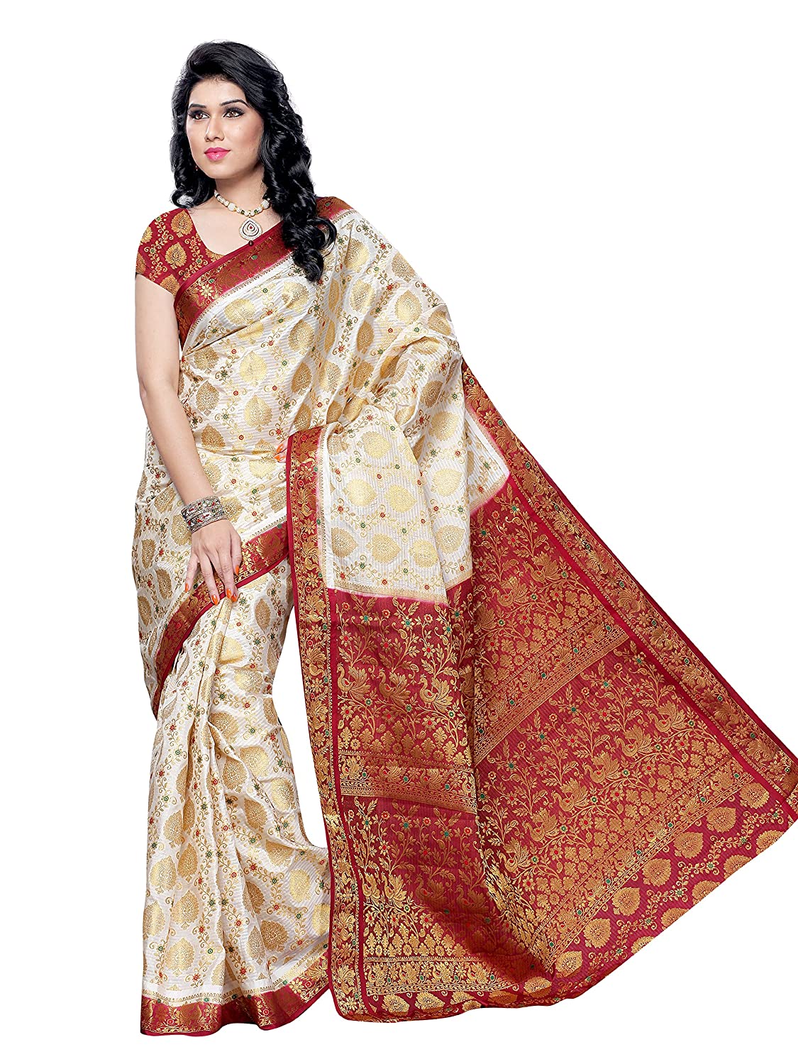 Mimosa Women's Kanchipuram Art Silk Saree With Blouse Piece | Grocsy