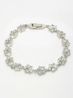NVR Women's Silver-Toned Cubic Zirconia Link Bracelet | Grocsy