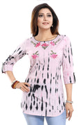 Snehal Creations Pinky Cotton Shibori Tunic With Embroidery | Grocsy