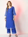 Myshka Women's Blue Printed Kurta With Palazzos | Grocsy