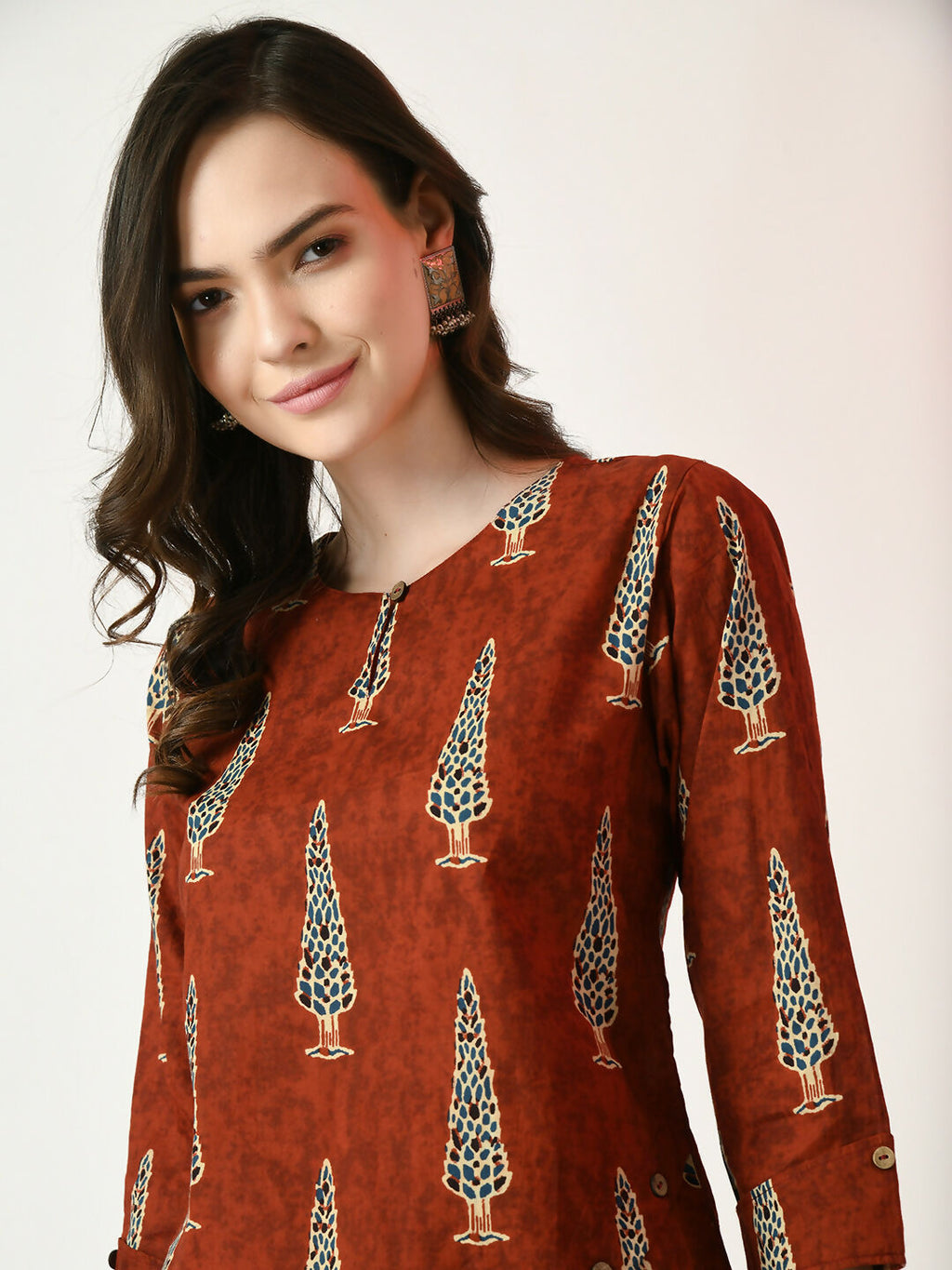 Myshka Women's Rust Printed Top | Grocsy
