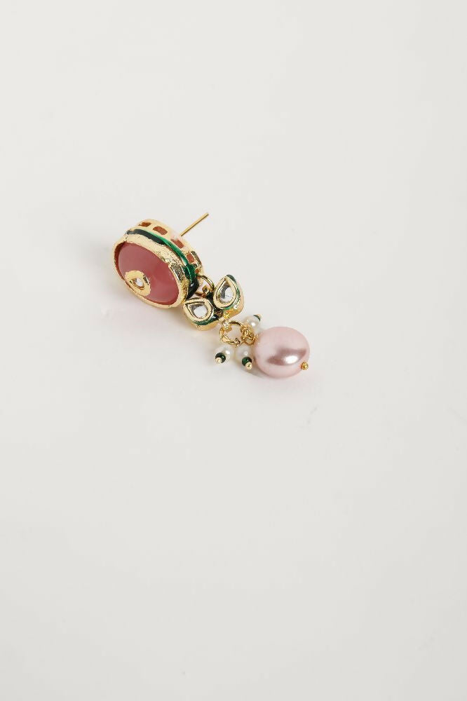 Nuyug 22K Gold Plated Radiant Rose Stone Kundan Necklace | Grocsy
