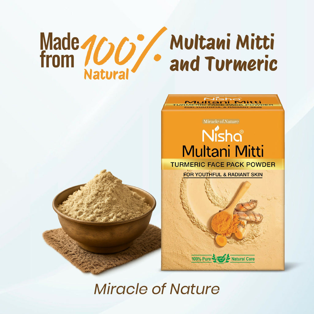 Nisha Turmeric Multani Mitti for Face | Skin Brightening Face Pack | Grocsy
