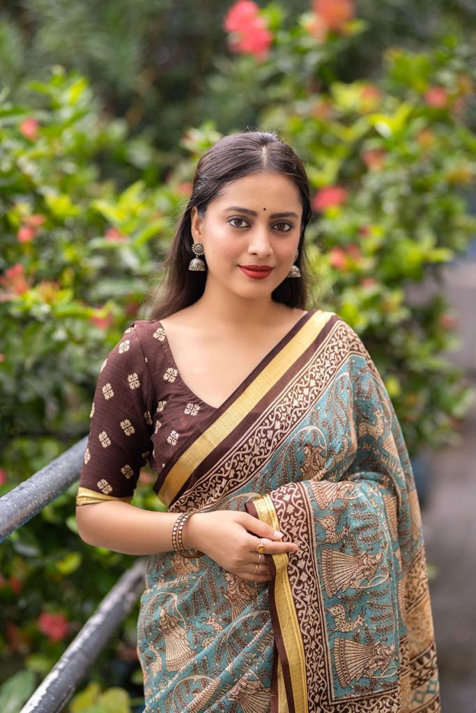 Grey Silk Blend Geometric Saree with Unstitched Blouse - Hiral Fashion | Grocsy