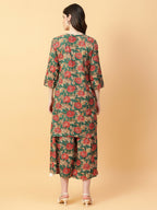 Joban Fashion Green Cotton Printed & Hand Work Co-ord Set | Grocsy