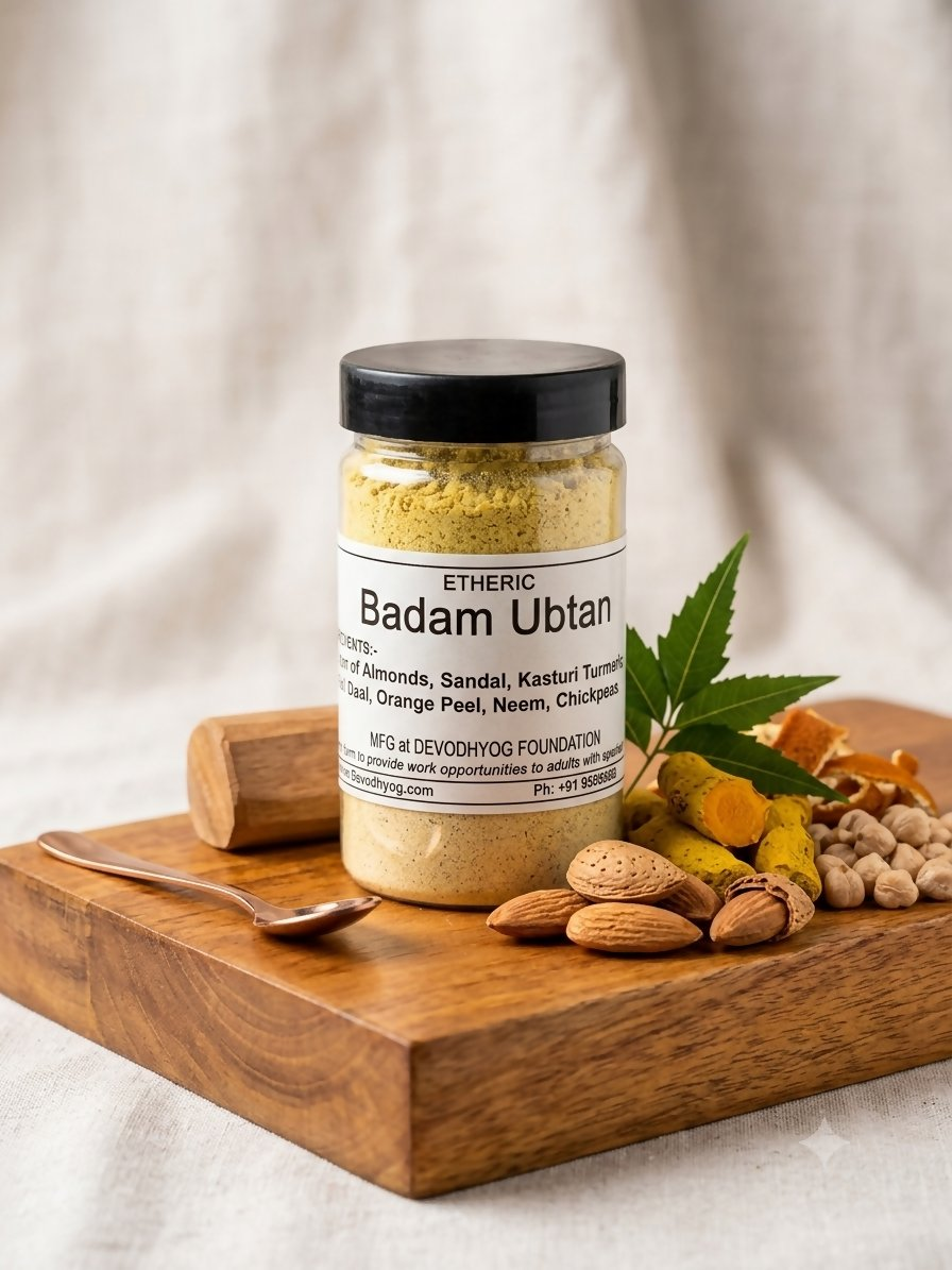 Etheric Badam Ubtan | Ayurvedic Almond Ubtan for Glowing, Radiant & Naturally Bright Skin Face Pack | Grocsy