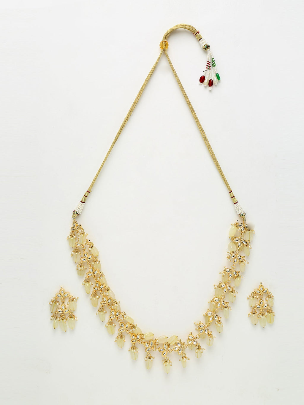 Kundan Neckpiece With Earrings - Ruby Raang | Grocsy