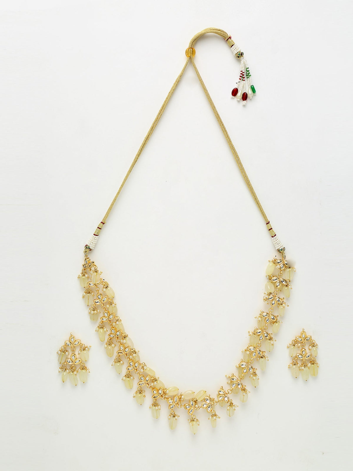 Kundan Neckpiece With Earrings - Ruby Raang | Grocsy