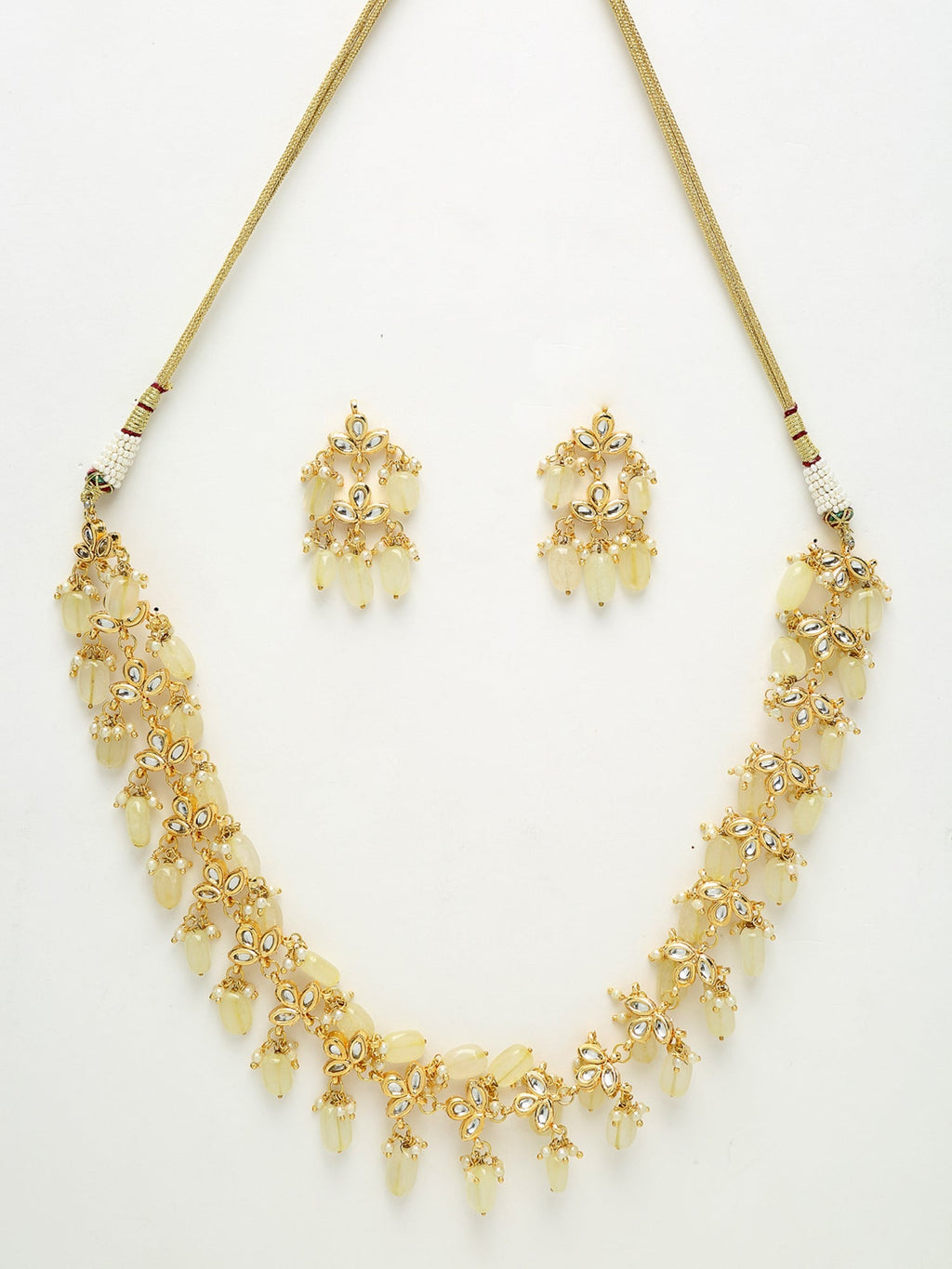 Kundan Neckpiece With Earrings - Ruby Raang | Grocsy