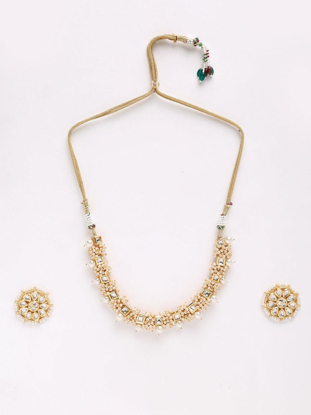 Pearl Kundan Choker With Studs - Ruby Raang | Grocsy