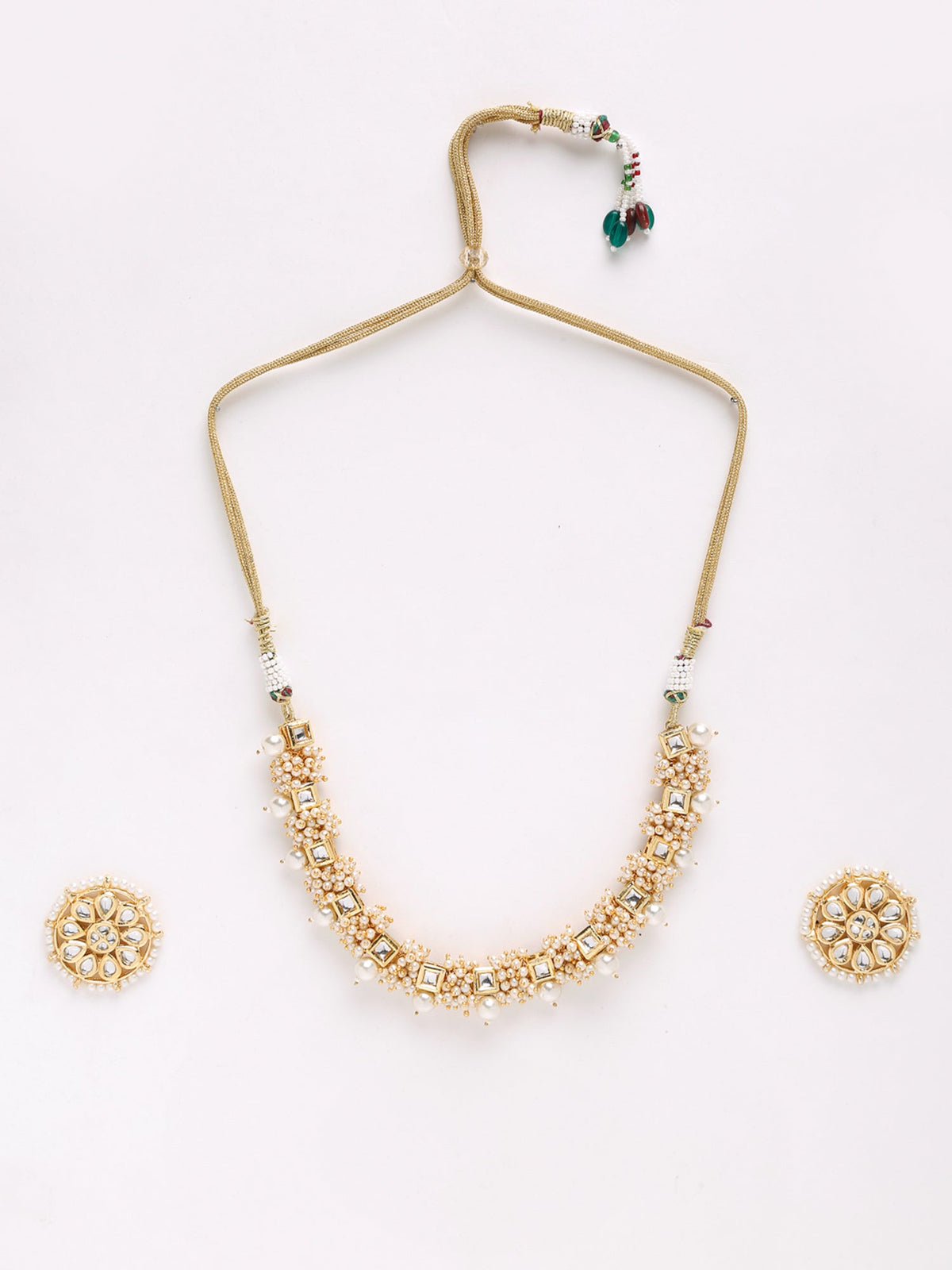 Pearl Kundan Choker With Studs - Ruby Raang | Grocsy