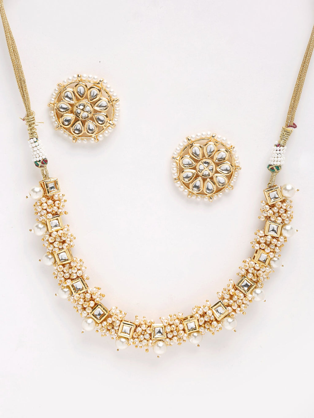 Pearl Kundan Choker With Studs - Ruby Raang | Grocsy