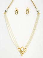 Long Kundan Neckpiece With Studs - Ruby Raang