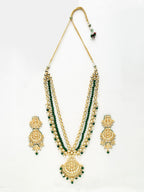 Long Kundan Neckpiece With Earrings - Ruby Raang | Grocsy