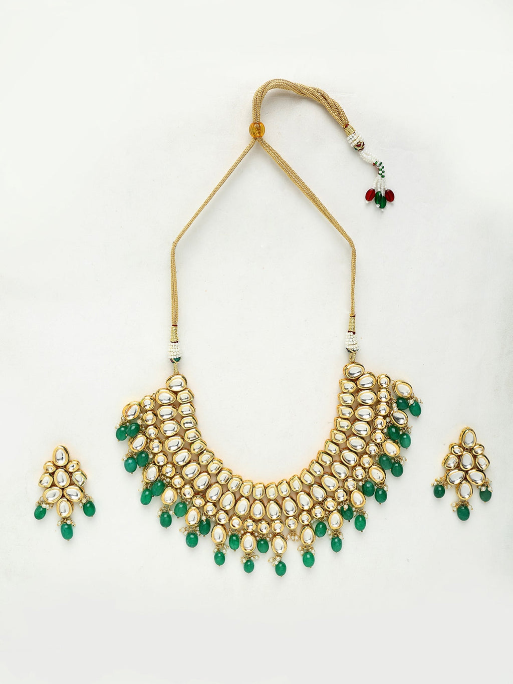 Kundan Neckpiece With Earrings - Ruby Raang | Grocsy