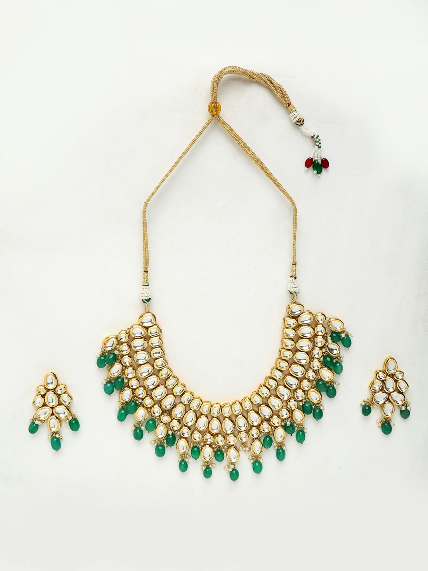 Kundan Neckpiece With Earrings - Ruby Raang | Grocsy