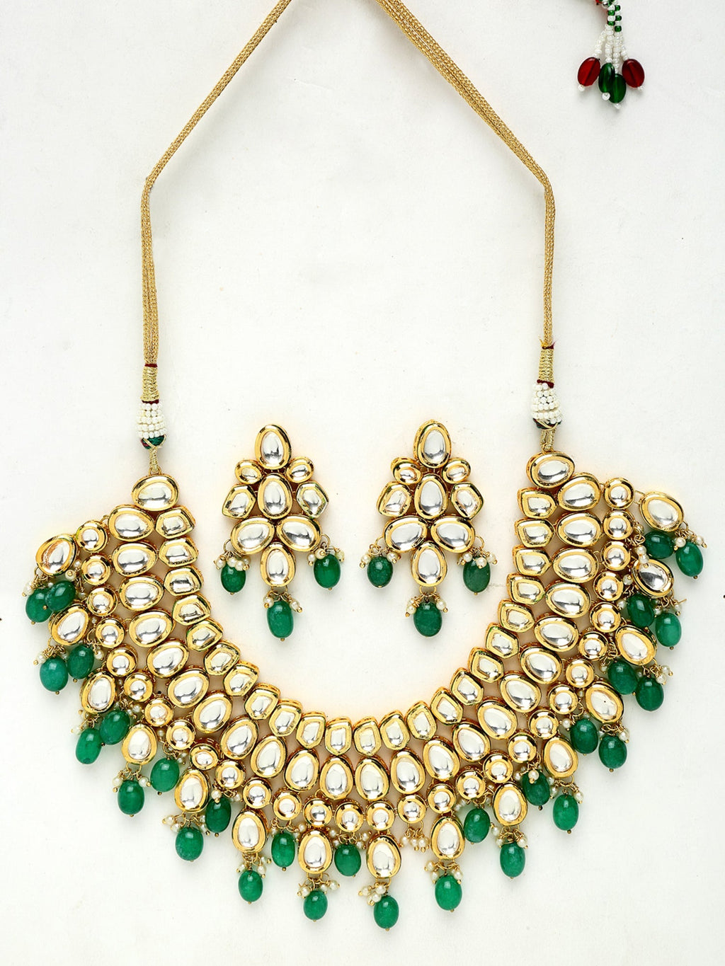Kundan Neckpiece With Earrings - Ruby Raang | Grocsy