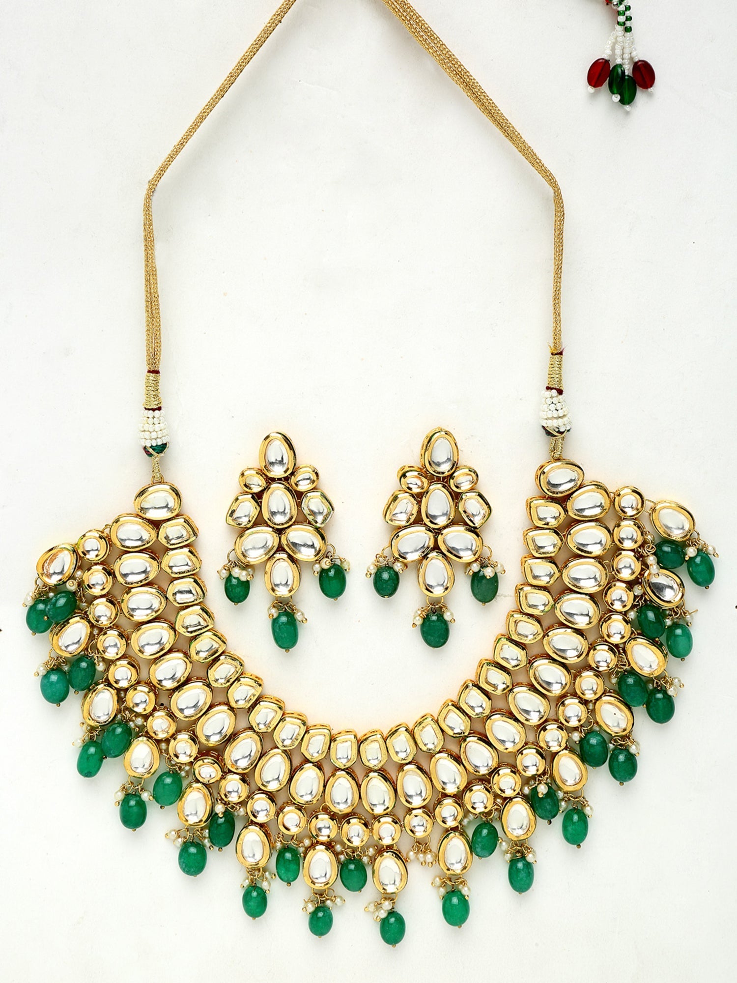 Kundan Neckpiece With Earrings - Ruby Raang | Grocsy