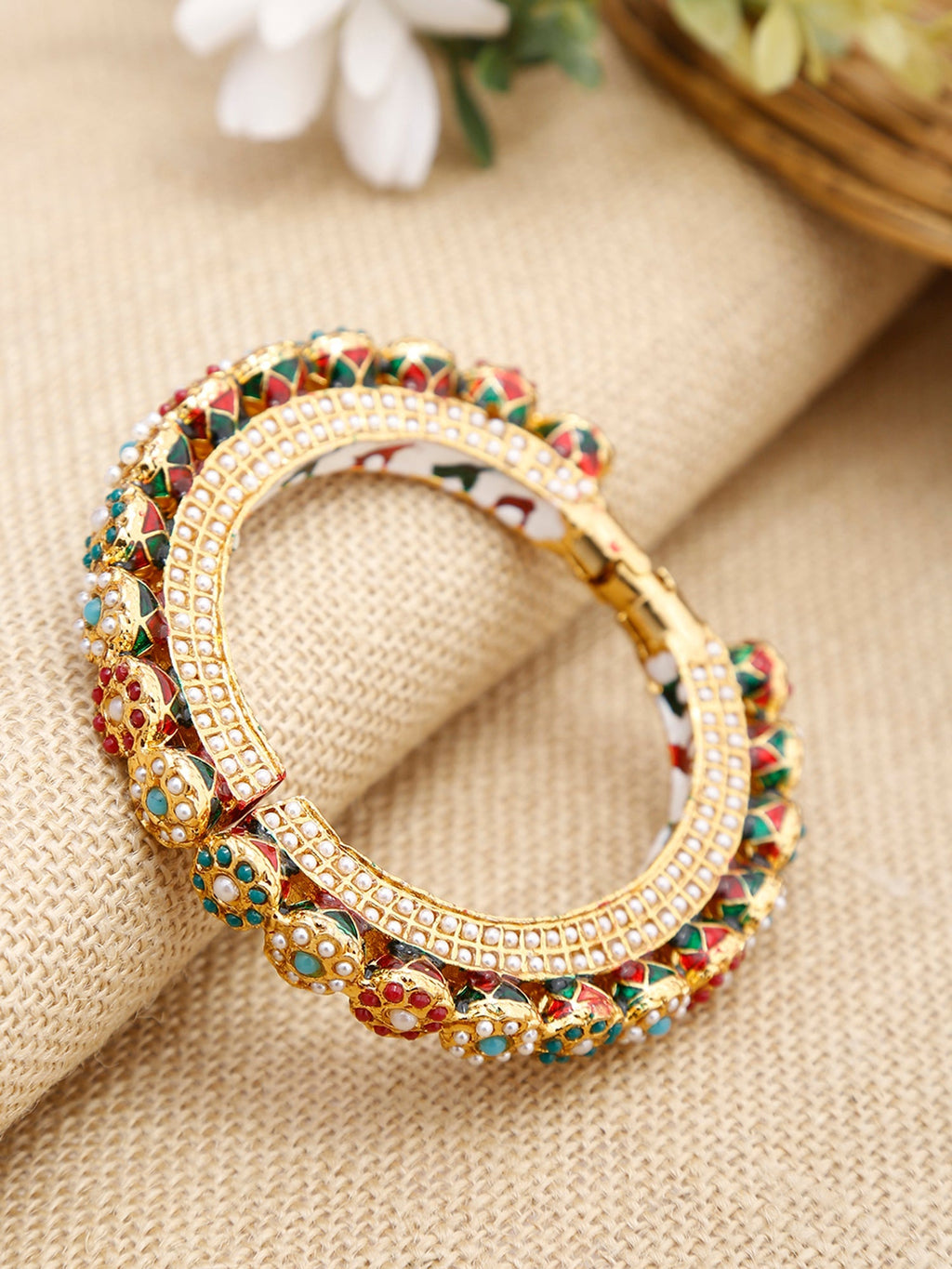 Multi Embellished Bangle - Ruby Raang | Grocsy