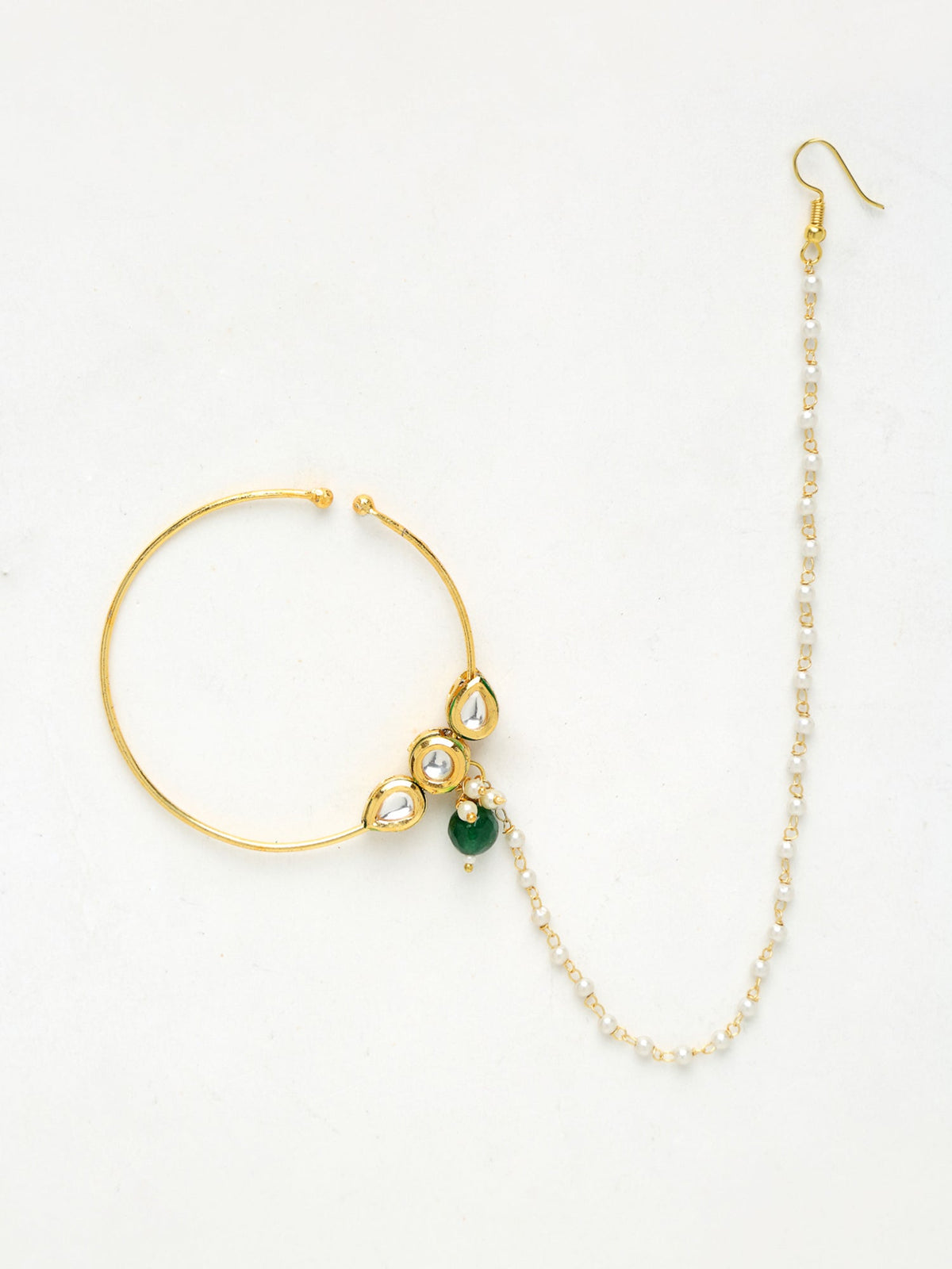 Kundan Nose Ring - Ruby Raang | Grocsy