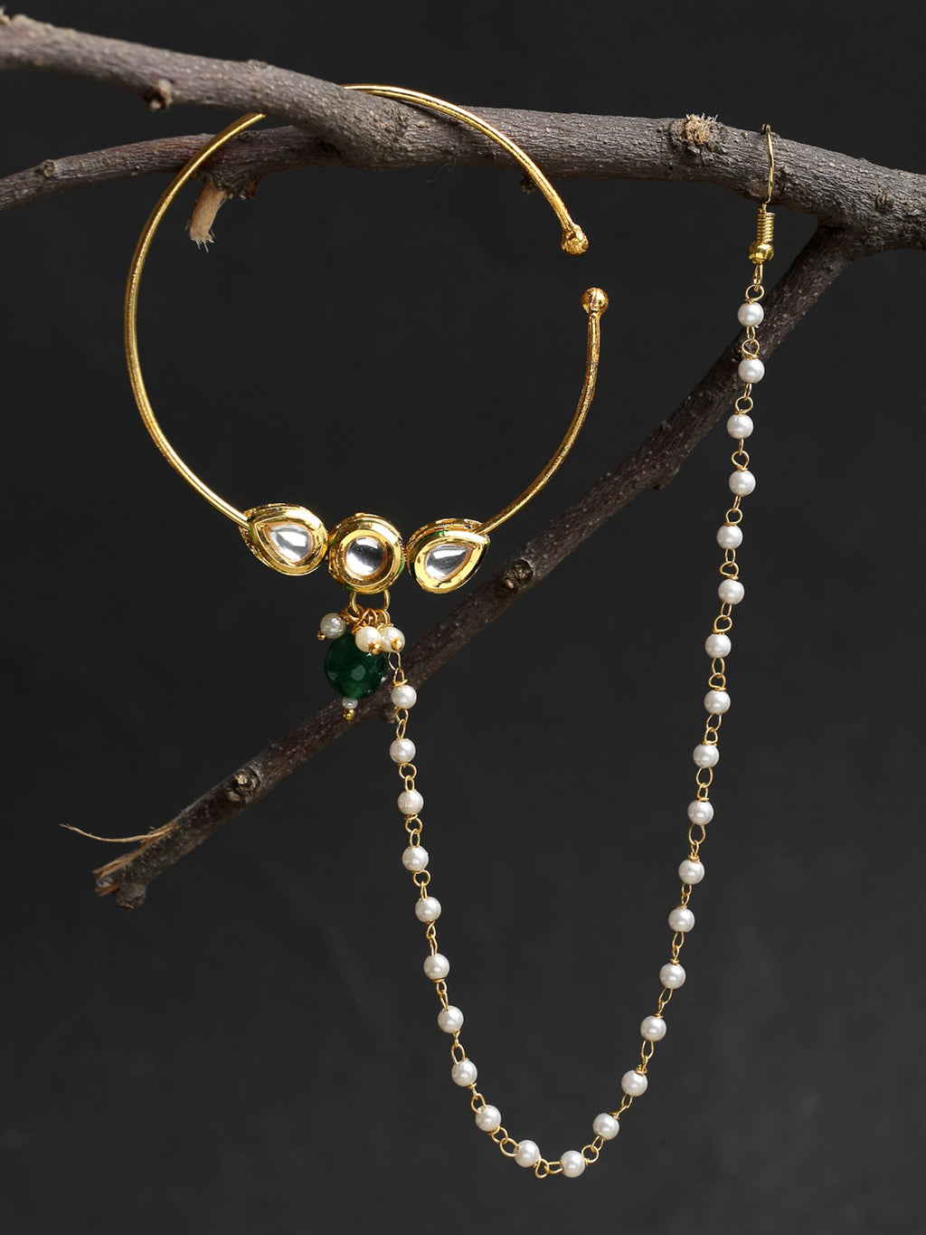 Kundan Nose Ring - Ruby Raang | Grocsy