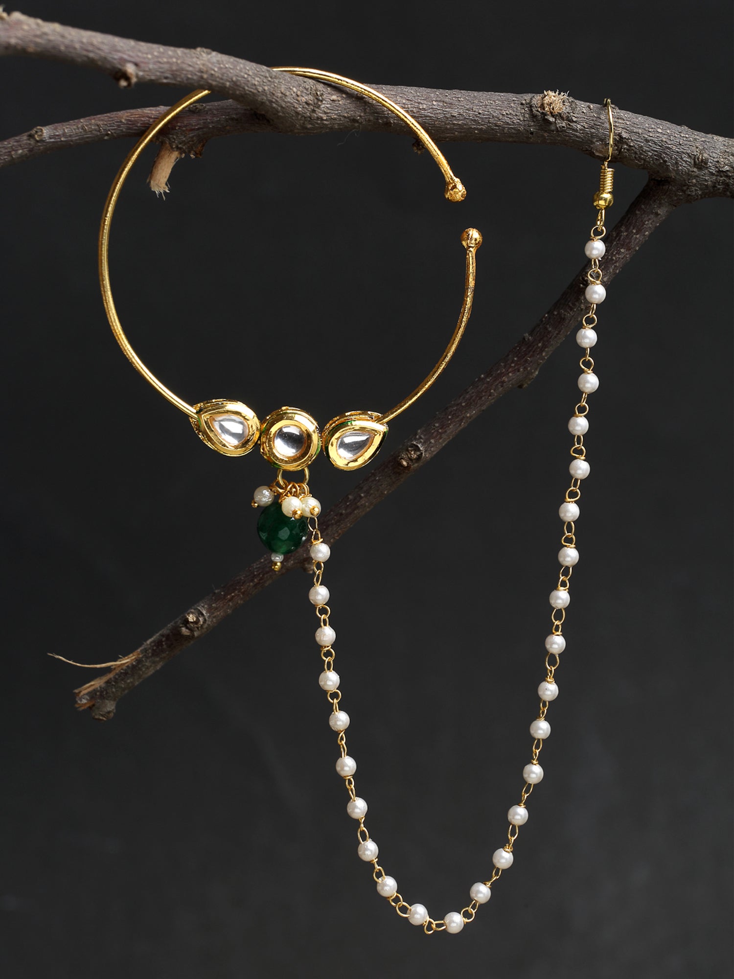 Kundan Nose Ring - Ruby Raang | Grocsy