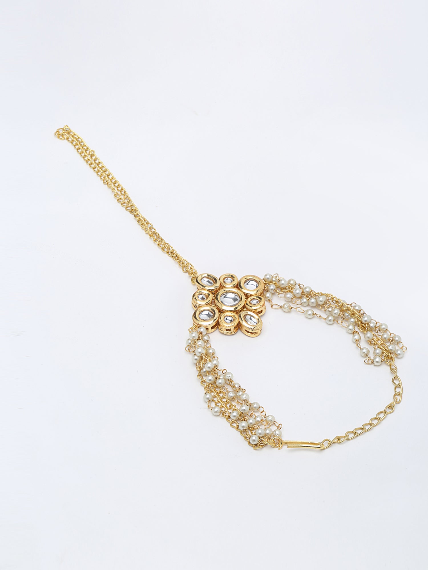 Kundan Hand Harness - Ruby Raang | Grocsy