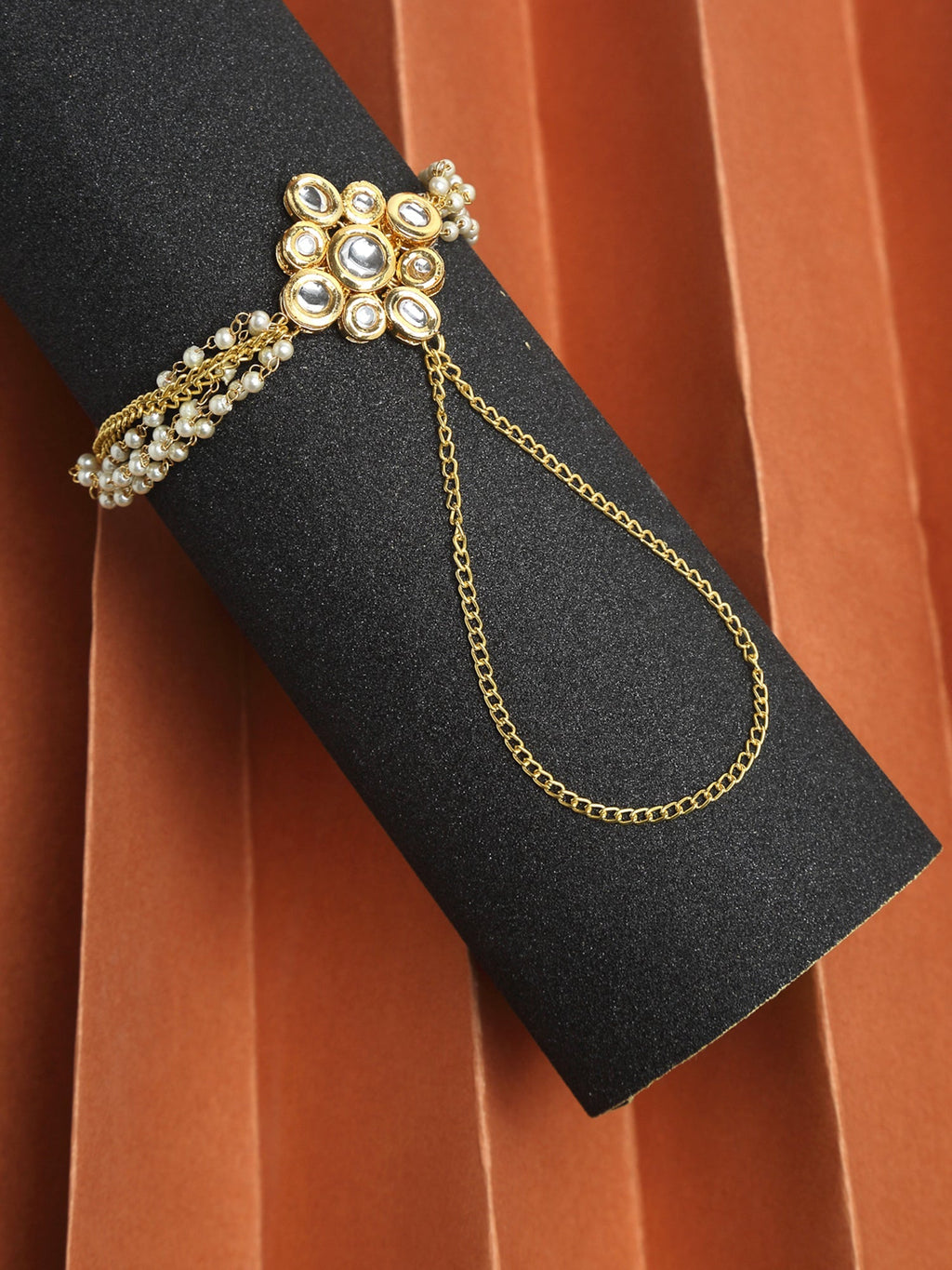 Kundan Hand Harness - Ruby Raang | Grocsy