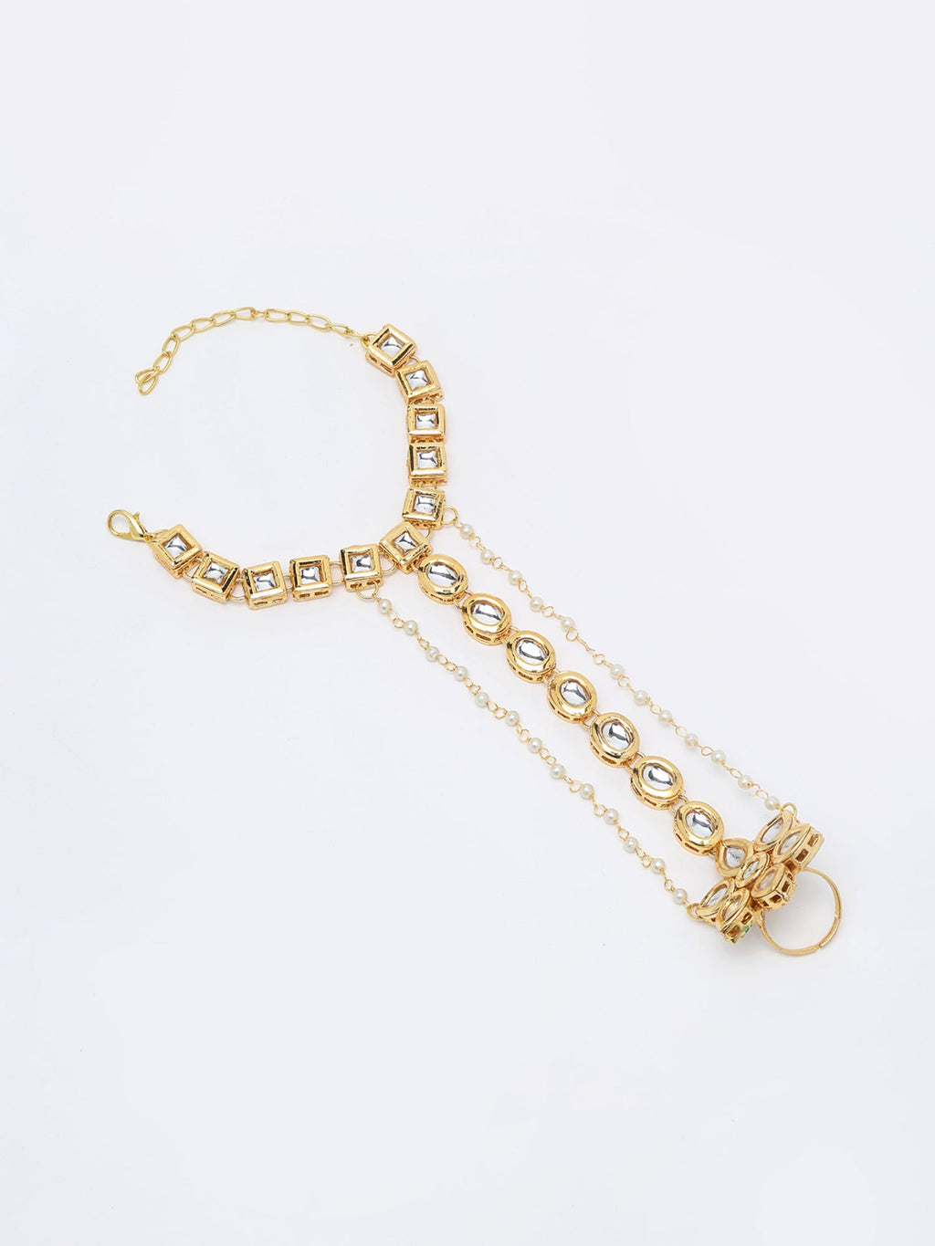 Kundan Hand Harness - Ruby Raang | Grocsy
