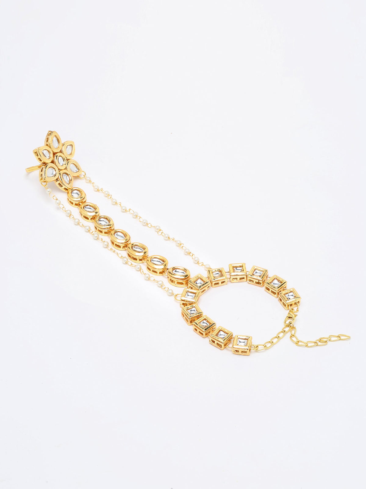 Kundan Hand Harness - Ruby Raang | Grocsy
