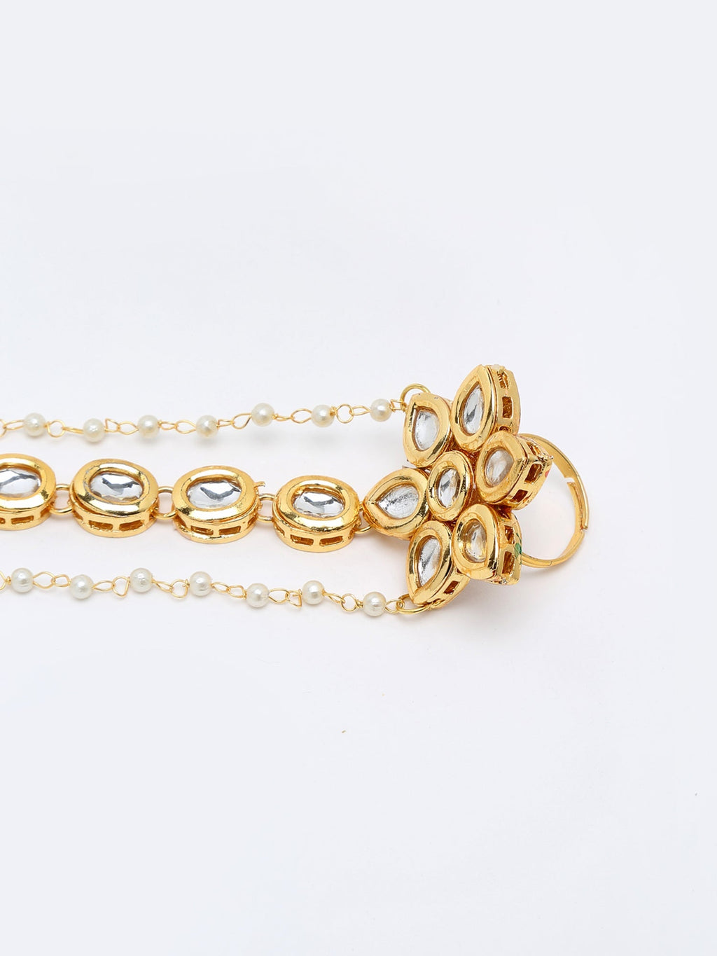 Kundan Hand Harness - Ruby Raang | Grocsy