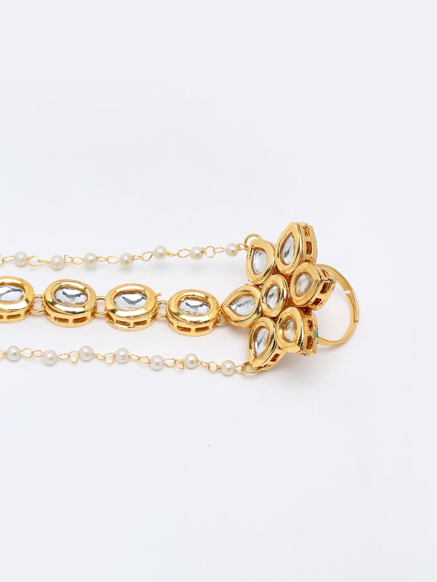 Kundan Hand Harness - Ruby Raang | Grocsy
