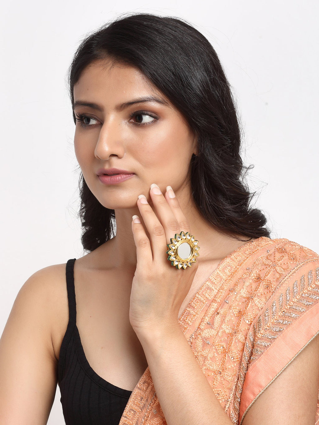 Kundan Cocktail Ring - Ruby Raang | Grocsy