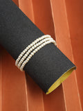 Women's Gold-Toned White Pearls Gold-Polished Multi-Strand Bracelet - Ruby Raang