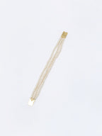 Women's Gold-Toned White Pearls Gold-Polished Multi-Strand Bracelet - Ruby Raang