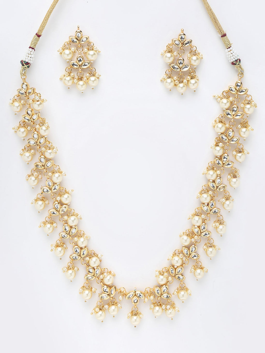 Kundan Neckpiece With Earrings - Ruby Raang | Grocsy