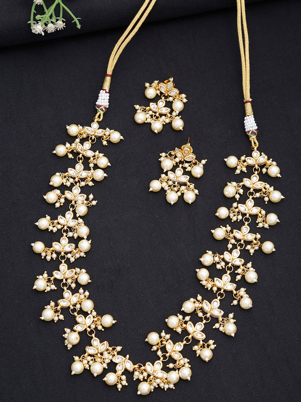 Kundan Neckpiece With Earrings - Ruby Raang | Grocsy