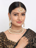 Gold-Polished Kundan Choker With Earrings & Maang Tika - Ruby Raang | Grocsy