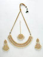 Gold-Polished Kundan Choker With Earrings & Maang Tika - Ruby Raang | Grocsy