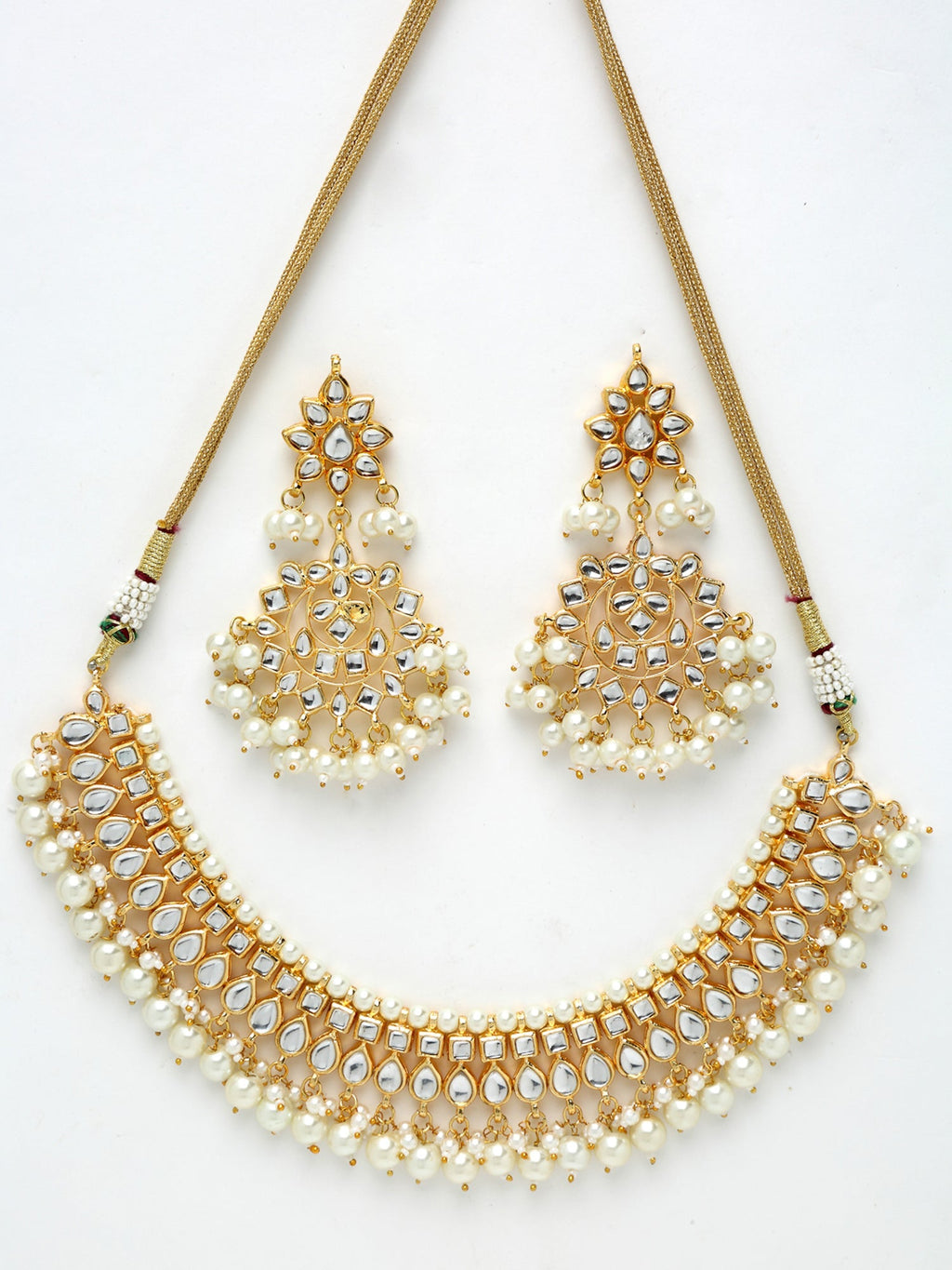 Gold-Polished Kundan Choker With Earrings & Maang Tika - Ruby Raang | Grocsy
