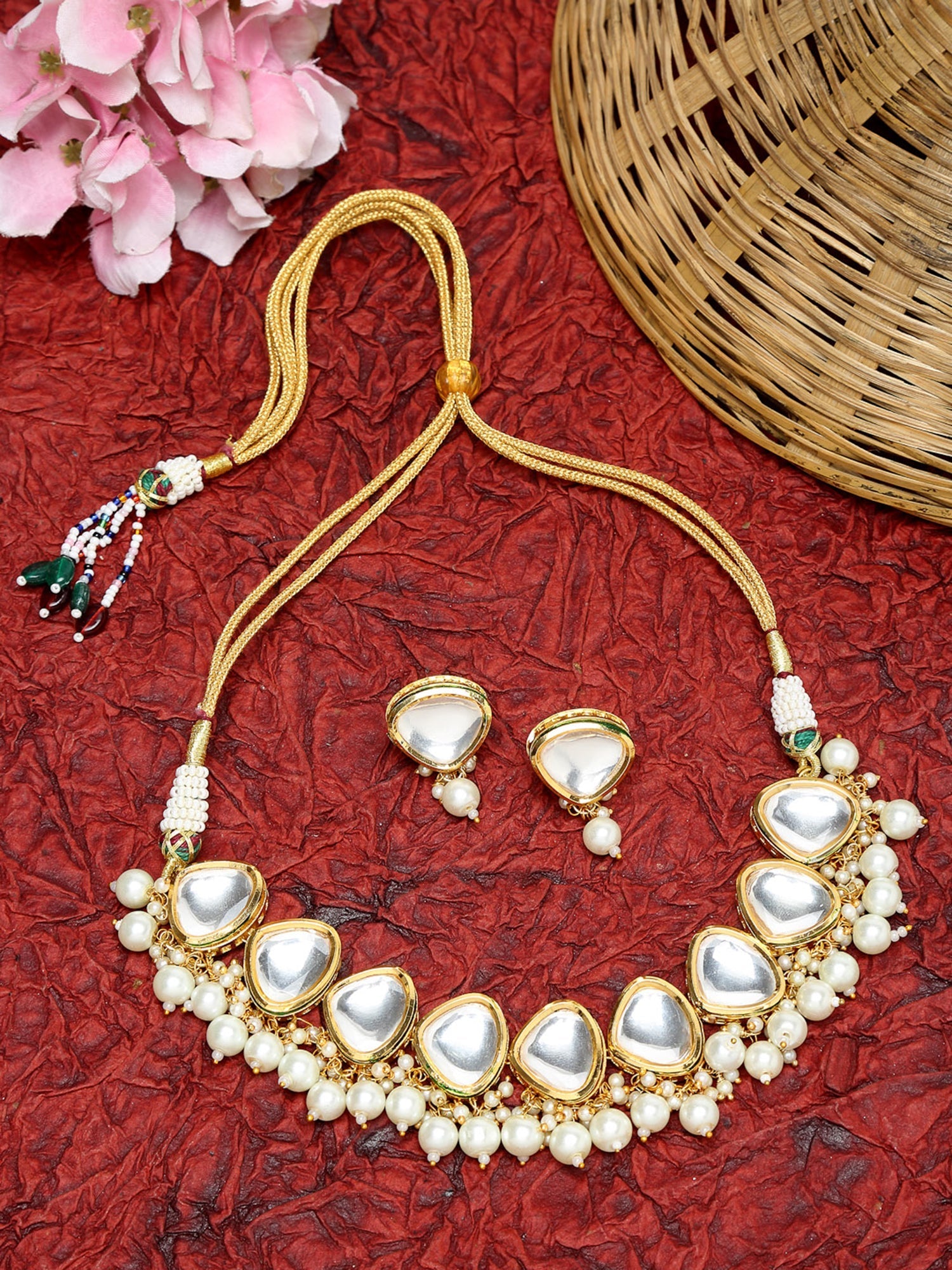 Kundan Choker With Studs - Ruby Raang | Grocsy