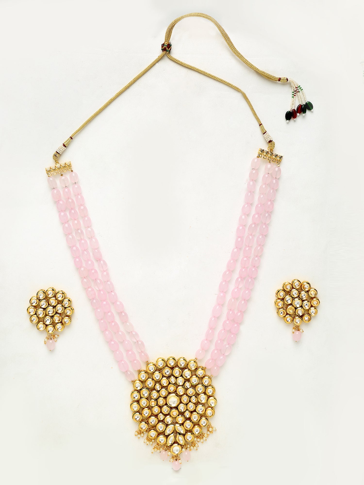 Kundan Neckpiece With Earrings - Ruby Raang | Grocsy