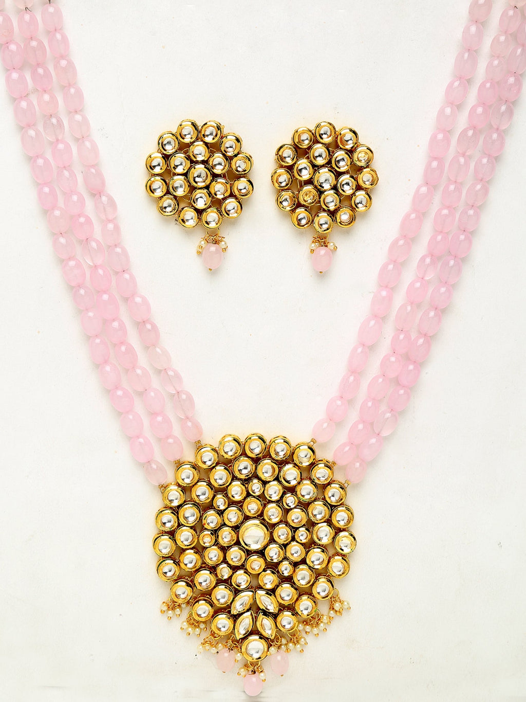 Kundan Neckpiece With Earrings - Ruby Raang | Grocsy