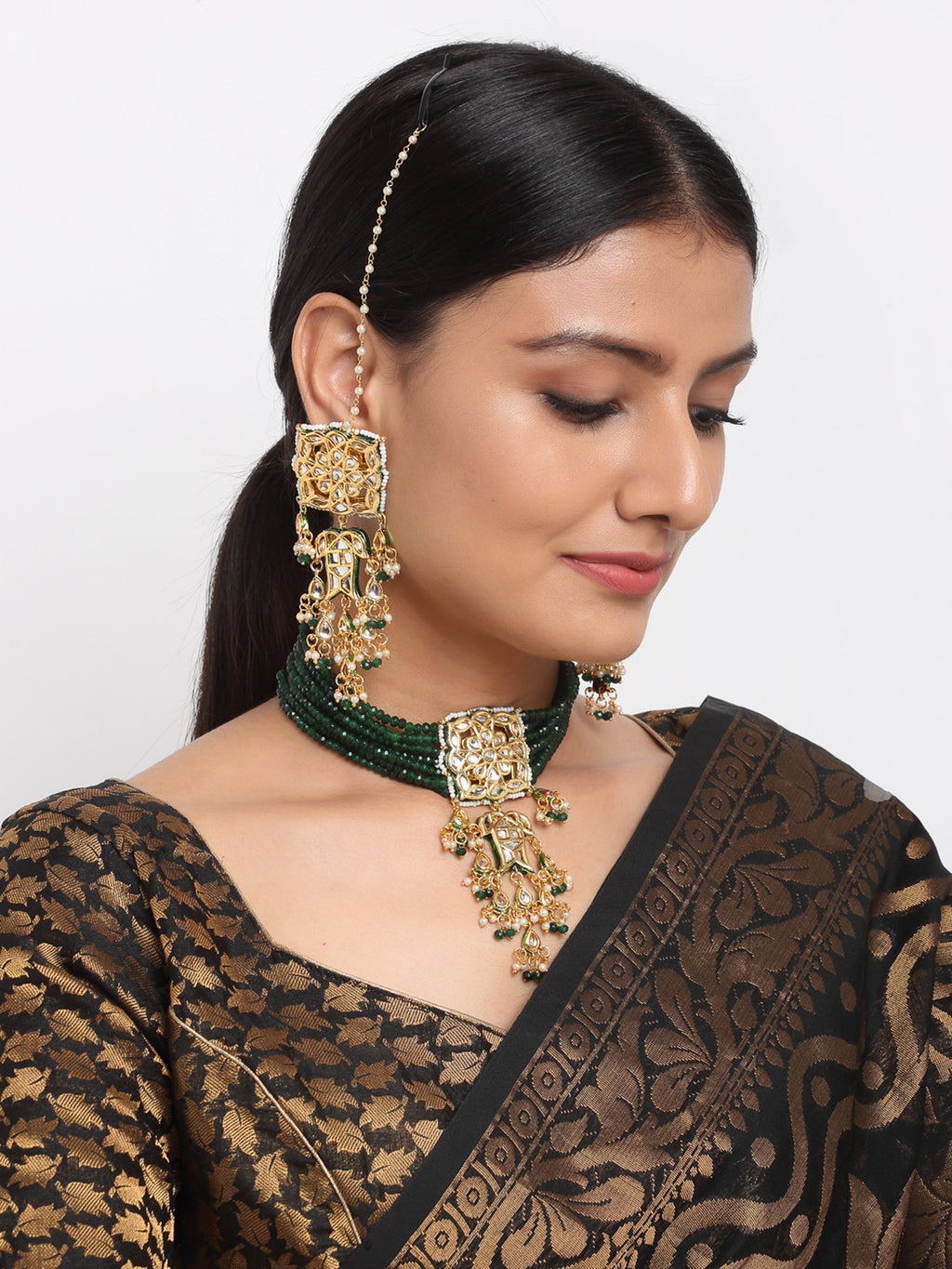 Kundan Choker With Earrings - Ruby Raang | Grocsy