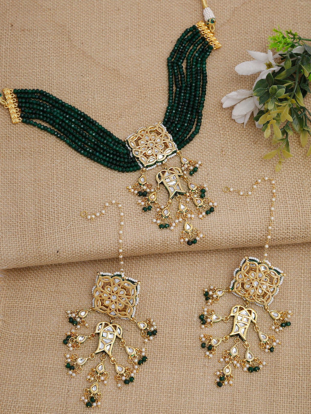 Kundan Choker With Earrings - Ruby Raang | Grocsy